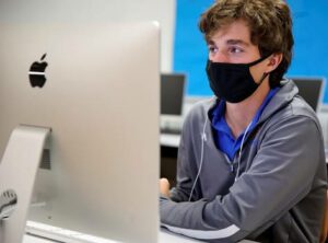 Student looking at computer screen