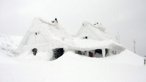 Snow buried house