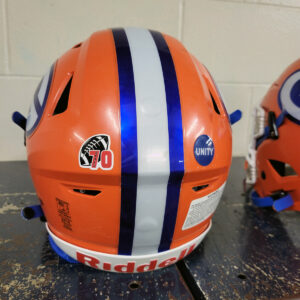 Geiger Helmet Sticker on Gross Catholic Football Helmets